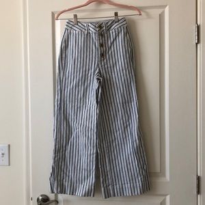 Madewell Emmett Wide-Leg Crop Pants in Stripe: Button Front Edition